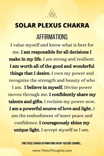 Positive Affirmations Solar Plexus Chakra