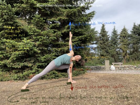 Side angel pose arms open - Runners lunge twist